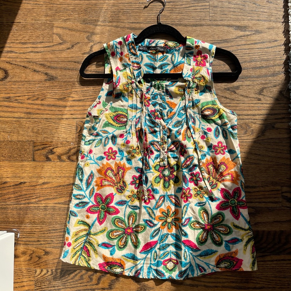 Floral Cotton/Silk Tank Blouse